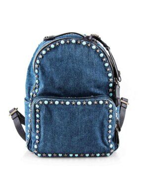 Valentino Garavani Star Studded Denim Backpack